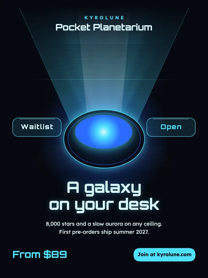 Pocket planetarium waitlist hologram post: product waitlist post template