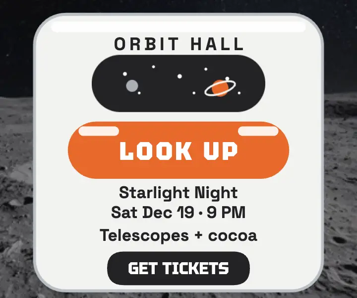 Orbit Hall stargazing night pod ad template