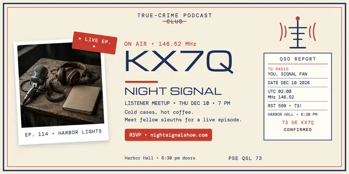 Night Signal podcast meetup QSL card template