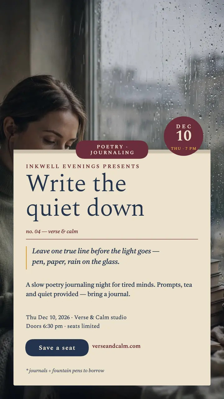 Inkwell Evenings poetry journaling story template