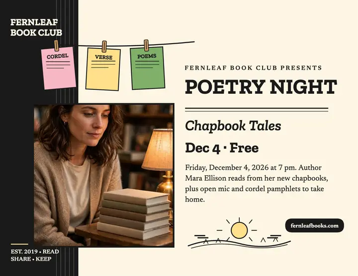 Fernleaf poetry chapbook night flyer: poetry book club flyer template