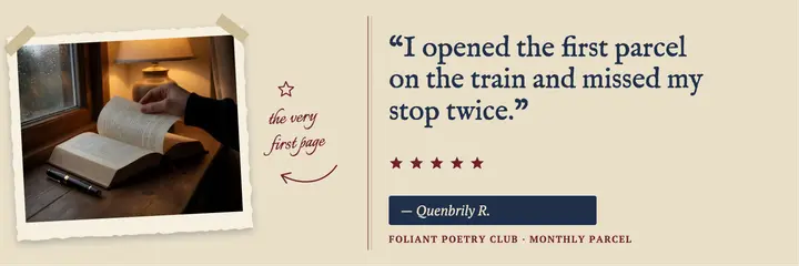 Foliant Poetry Club testimonial header, poetcore template