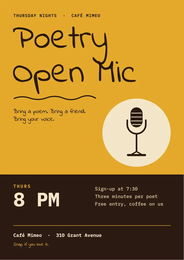 Poetry open mic flyer template