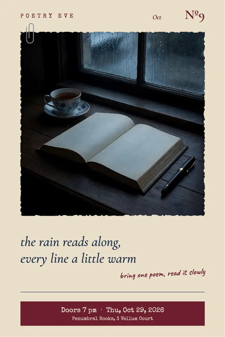 Penumbral Books poetry night poster template