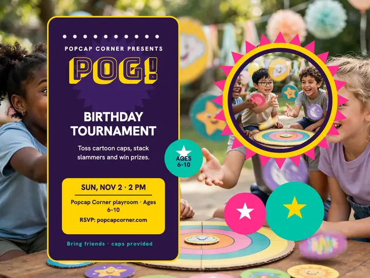 Pog tournament birthday party slide template
