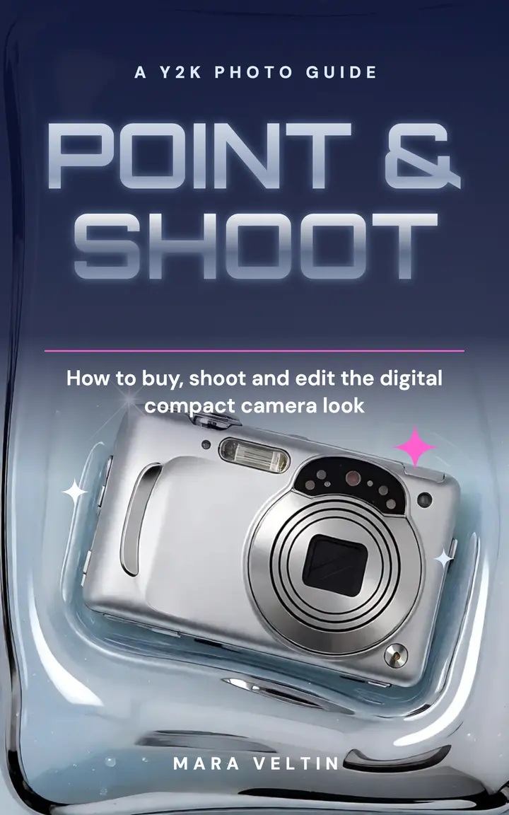 Point & Shoot Y2K camera guide ebook cover template