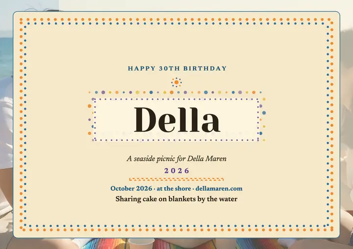 Della seaside picnic 30th birthday certificate template