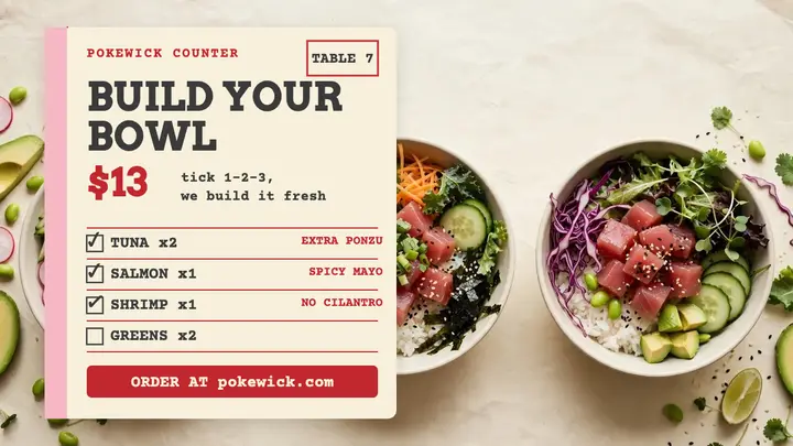 Pokewick Counter poke bowl order pad thumbnail template