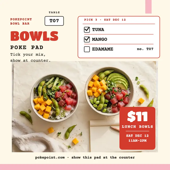 Pokepoint lunch bowls order pad post template
