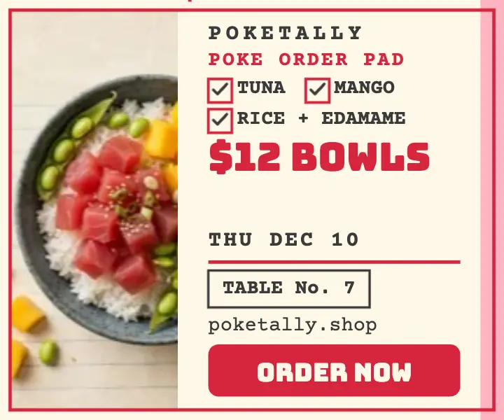 Poketally poke order sheet ad template