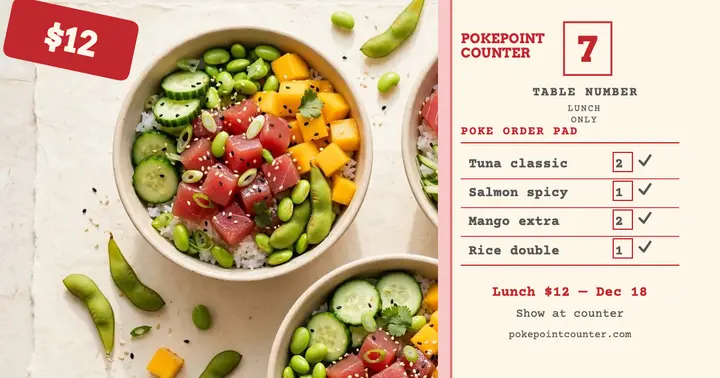 Pokepoint Counter poke lunch order post template