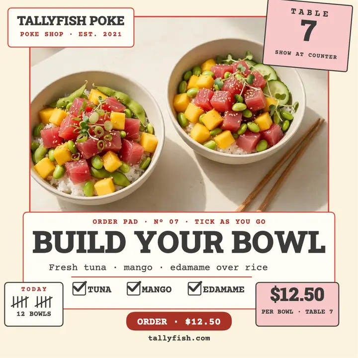 Tallyfish Poke order pad post template