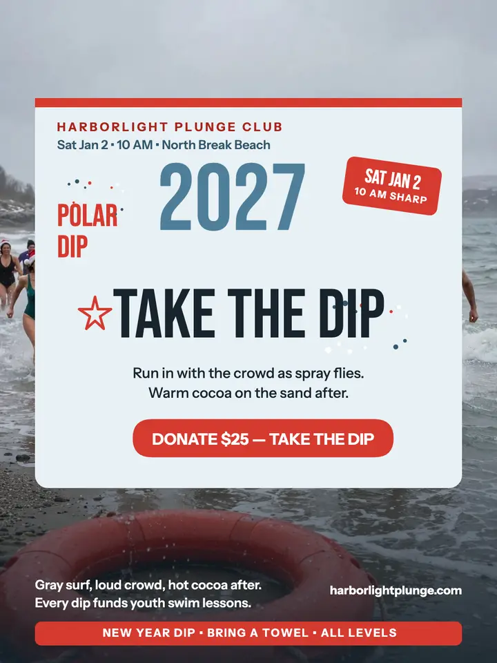 Harborlight New Year polar dip poster template