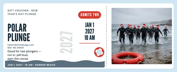 Harbor District Plunge gift voucher template
