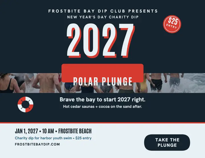 Frostbite Bay New Year polar plunge flyer template