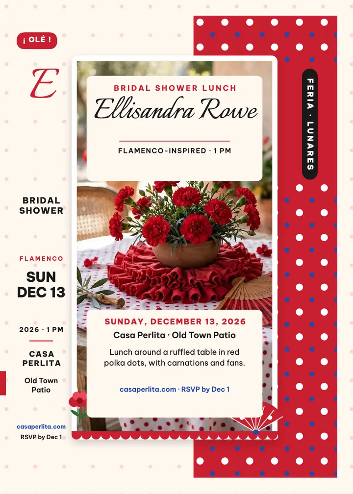 Ellisandra flamenco bridal lunch invitation template