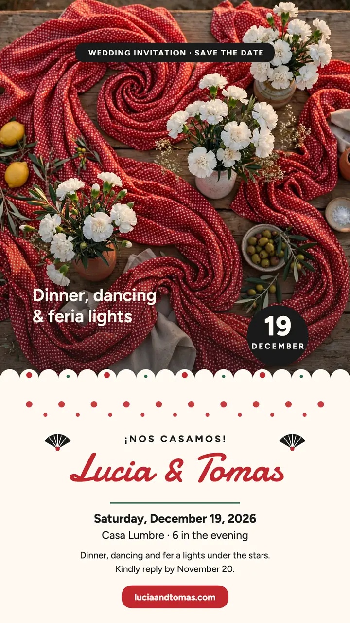 Lucia and Tomas feria wedding story template