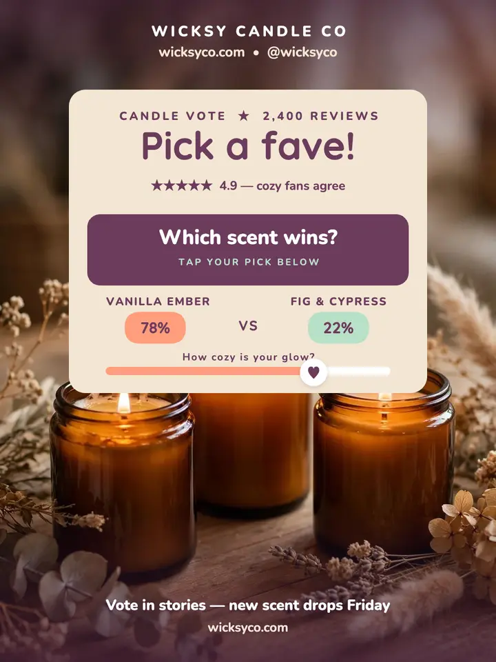 Wicksy candle scent vote portrait: candle poll post template