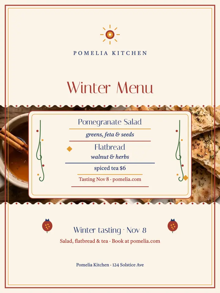Pomelia winter menu portrait template