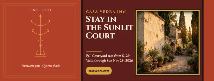 Casa Vedra Inn courtyard facebook cover template