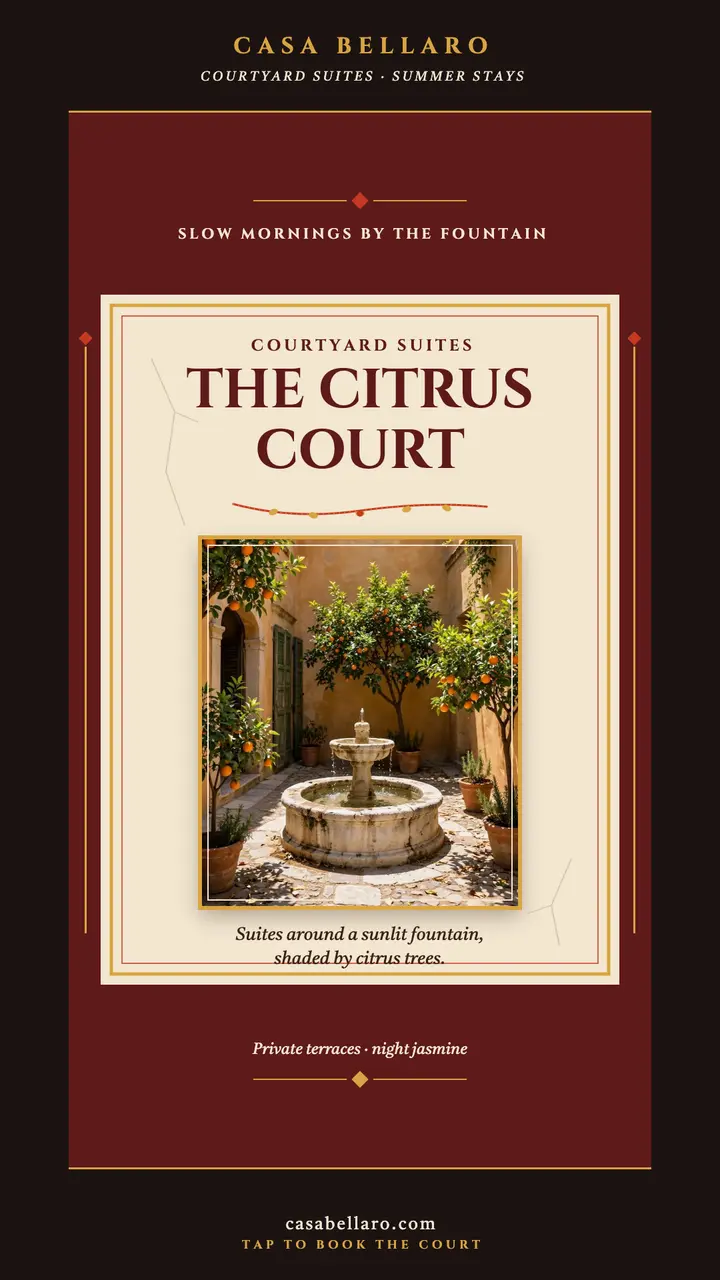 Casa Bellaro citrus court stay story template