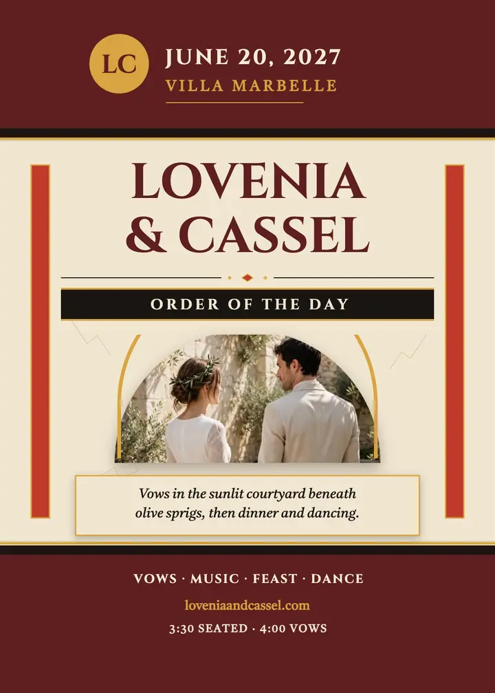 Lovenia and Cassel Pompeian order of day template