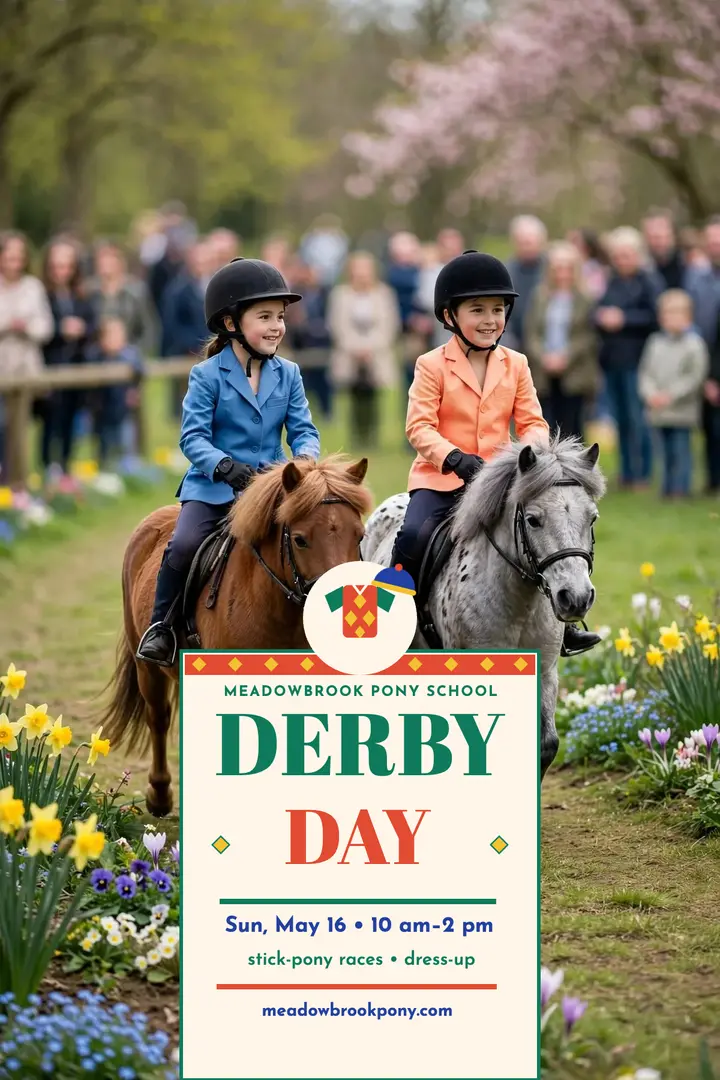 Meadowbrook Pony Derby Day poster template