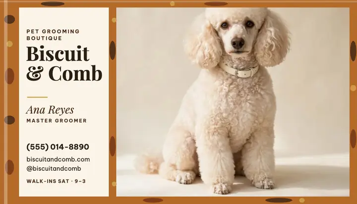 Biscuit and Comb poodle groomer card template