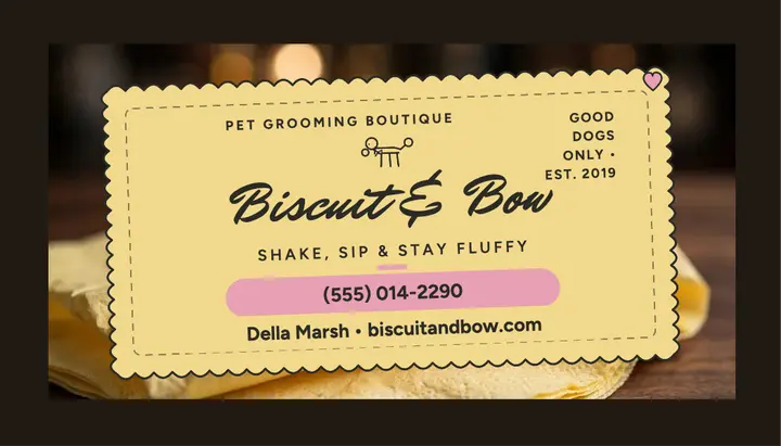 Biscuit and Bow napkin groomer card template