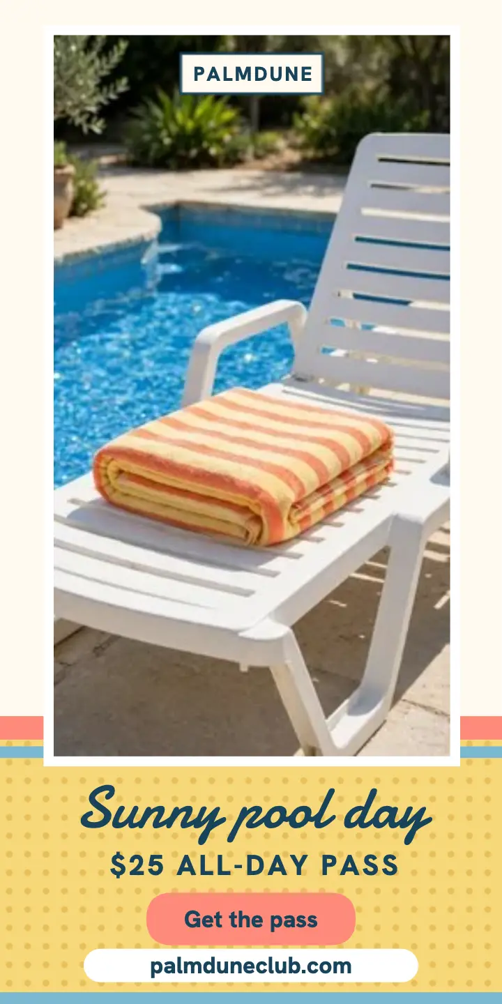 Palmdune pool day pass terry towel ad template