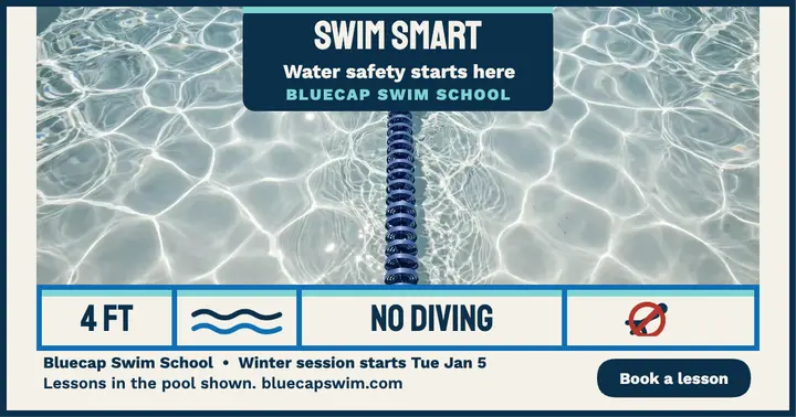 Bluecap swim safety depth post template
