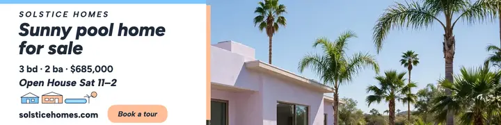 Solstice Homes sunny pool home banner: pool home linkedin banner template