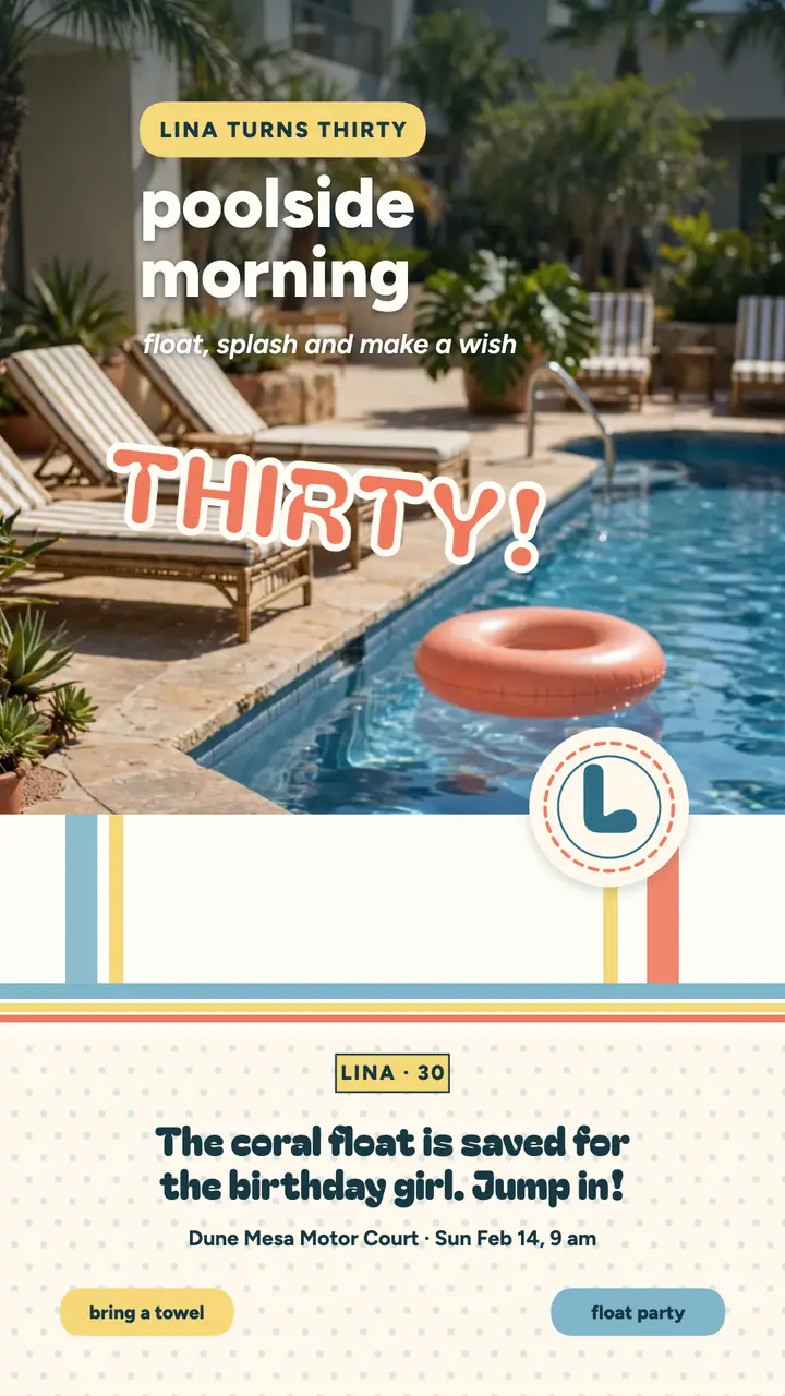 Lina poolside birthday morning story template