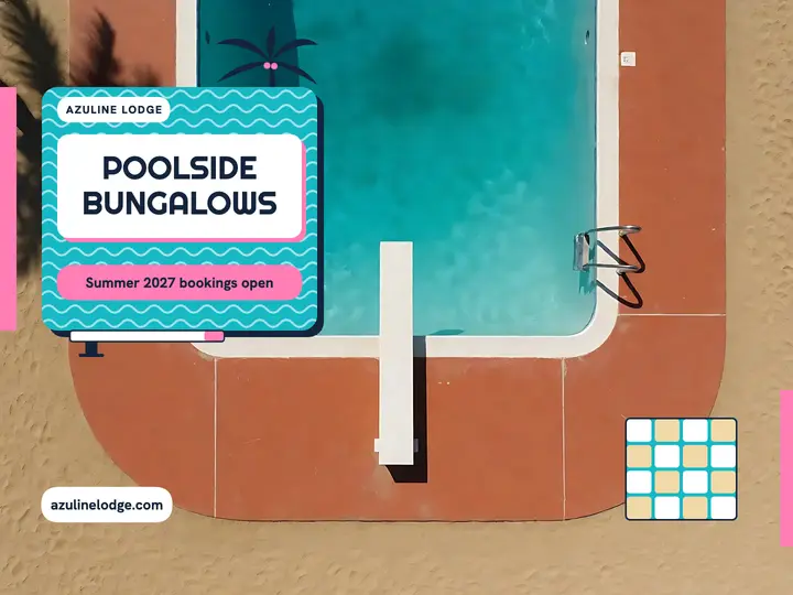 Azuline Lodge poolside bungalows pop title slide template