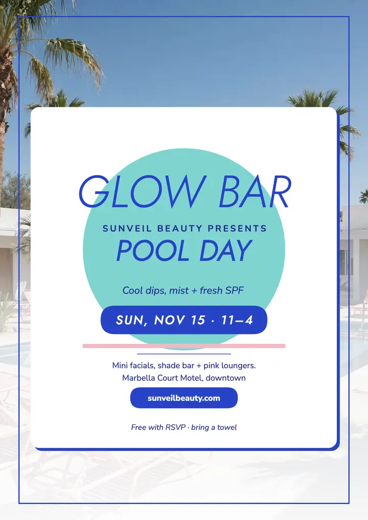 Sunveil poolside glow bar flyer template