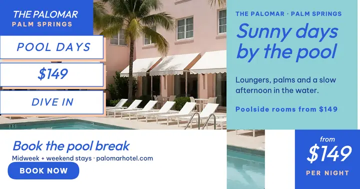 Palomar poolside hotel deal post template