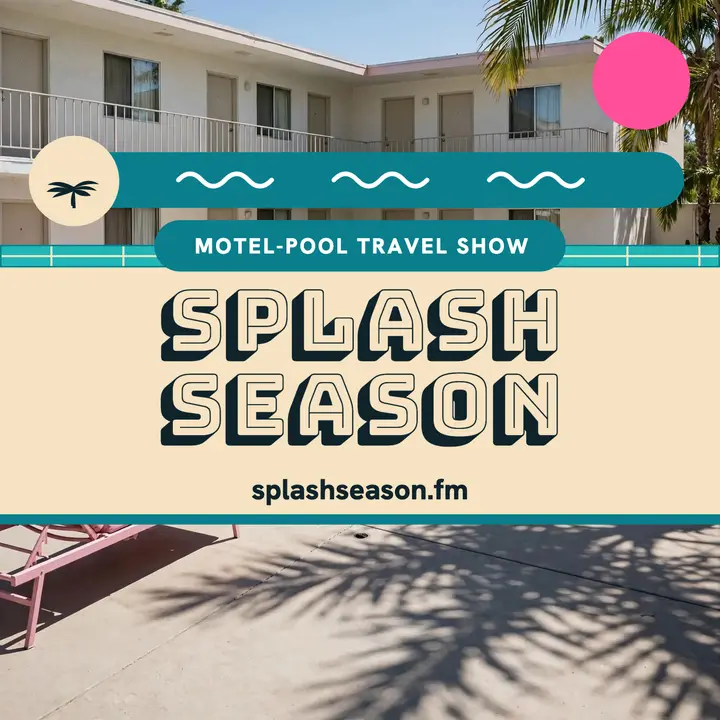 Splash Season motel pool travel podcast cover: travel podcast cover template