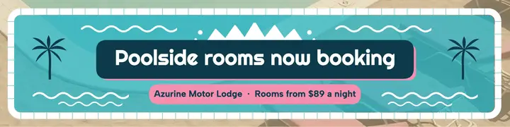 Azurine Motor Lodge poolside rooms banner: motel linkedin banner template