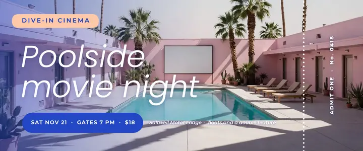 Saltwell poolside movie night ticket template
