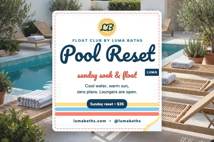 Poolside reset postcard by Luma Baths template