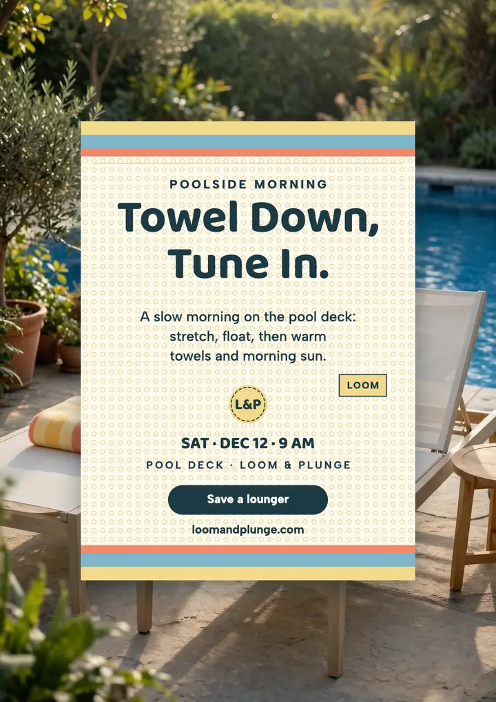 Loom and Plunge poolside retreat flyer template