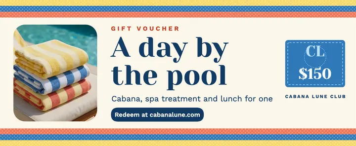 Cabana Lune poolside spa voucher template