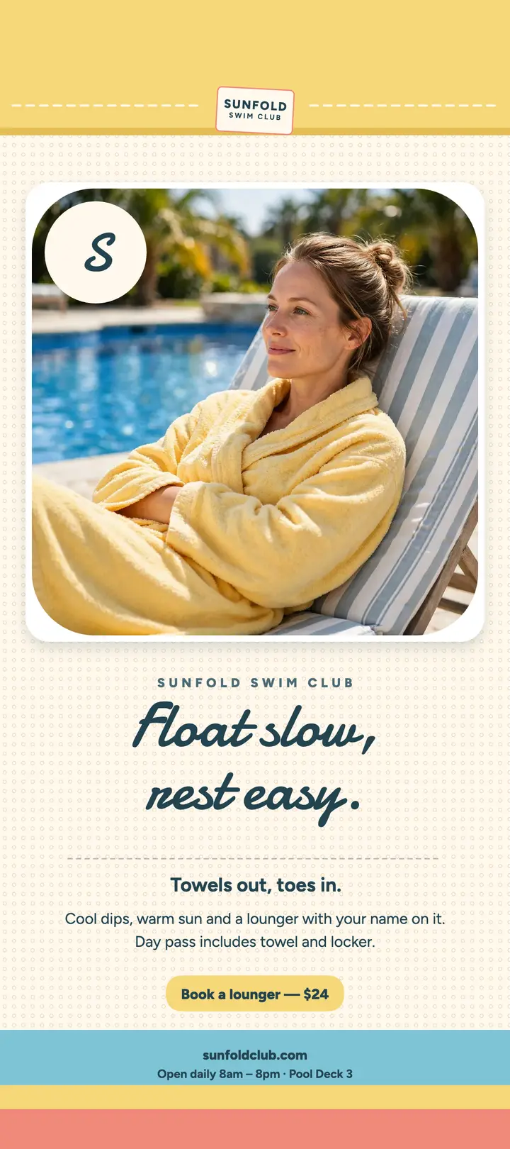 Sunfold poolside rest towel card template