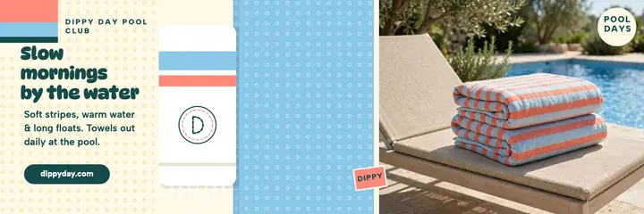 Dippy Day poolside towel header template
