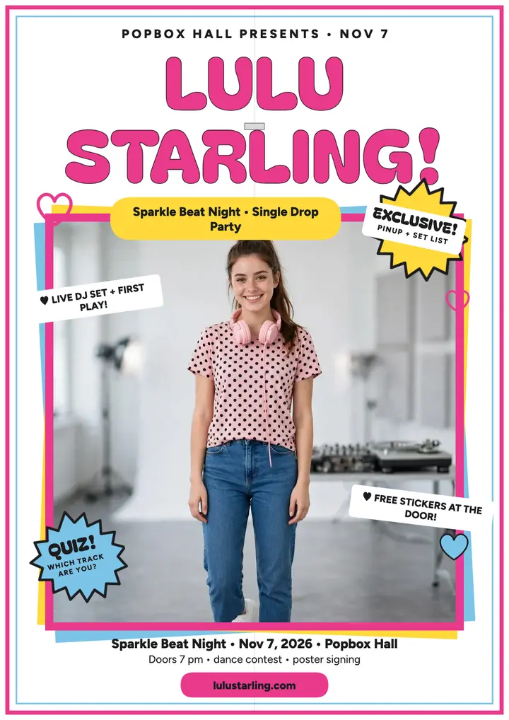 Lulu Starling pinup DJ party flyer template