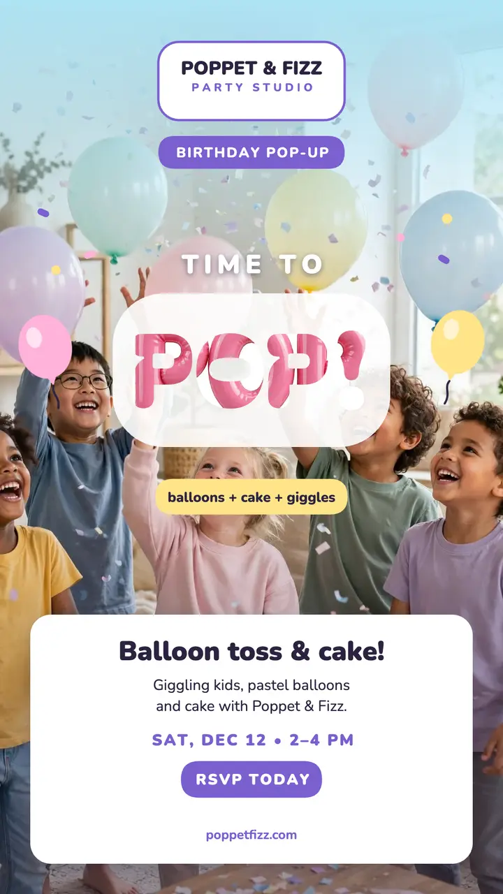 Poppet and Fizz birthday pop-up story template