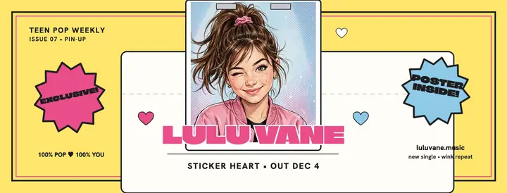 Lulu Vane sticker heart pullout cover: pop single facebook cover template