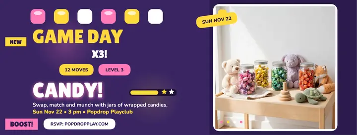 Popdrop game afternoon cover, candy jars template