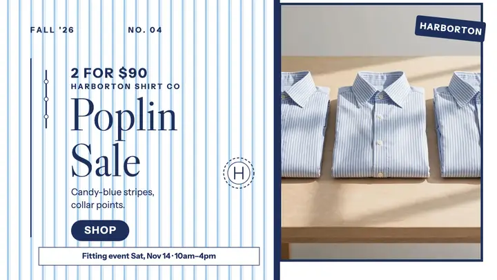 Harborton poplin shirting sale thumbnail template