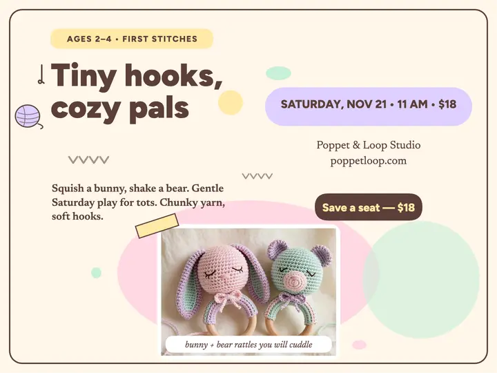 Poppet and Loop crochet tots slide: crochet class slide template